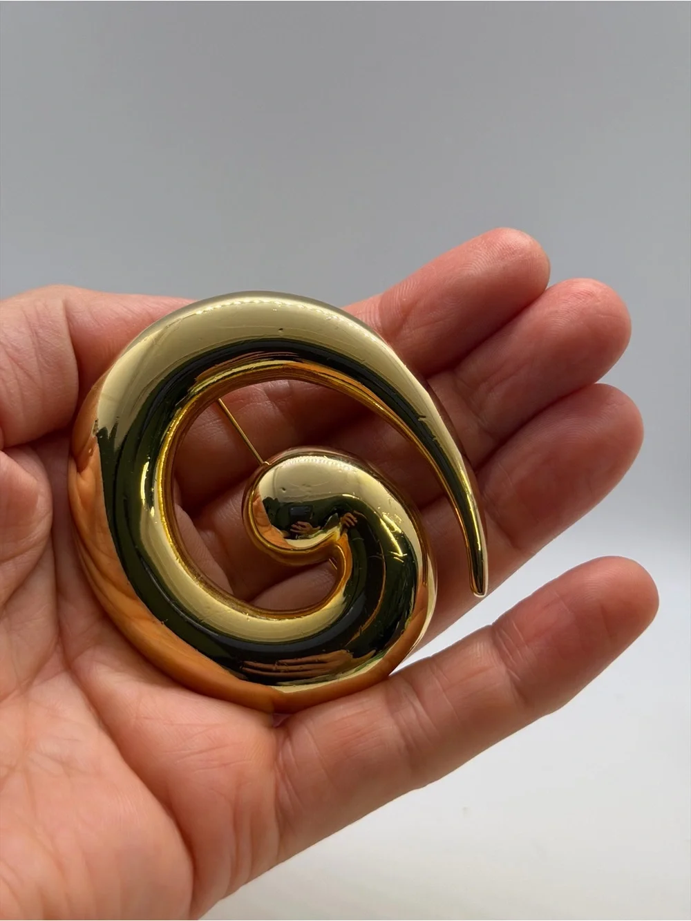 Gold Spiral Brooch Pin - Elegant Home Accent